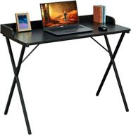 🖥️ aingoo small computer desk 39" with raised edge - modern desktop gaming pc laptop desk for home office workstation study desk - easy assembly, black logo