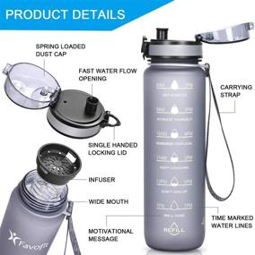 img 2 attached to 🍓 Favofit 32 oz Fruit Infuser Water Bottle with Time Marker, Motivational Reusable BPA Free Tritan Water Bottle for Sports & Fitness - Including Cleaning Brush