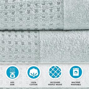 img 2 attached to 🛀 Madison Park 100% Cotton Towel Set - Luxurious Waffle Weave, Highly Absorbent, Quick Dry, Hotel &amp; Spa Quality Washcloths for Bathroom, Assorted Sizes - Aqua