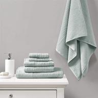 🛀 madison park 100% cotton towel set - luxurious waffle weave, highly absorbent, quick dry, hotel &amp; spa quality washcloths for bathroom, assorted sizes - aqua logo