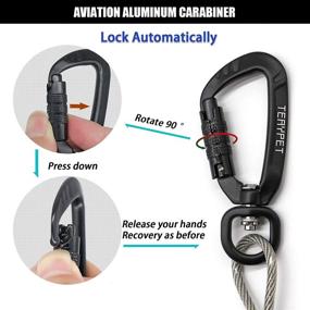 img 3 attached to 🐶 TEAYPET Chew-Proof Dog Car Seat Belt: Steel Cable Safety with Latch Bar Attachment & Lockable Swivel Rock Climbers Carabiner