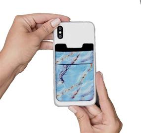 img 1 attached to 📱 Convenient Marble Stick-on Wallet for iPhone, Android & All Smartphones 2Pack - Blue/Pink