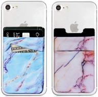 📱 convenient marble stick-on wallet for iphone, android & all smartphones 2pack - blue/pink logo