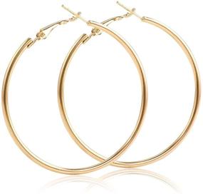 img 3 attached to 👑 ROSTIVO Big Hoop Earrings - Large 2 Inch Hypoallergenic Gold Hoop Earrings for Women and Girls - Simple and Stunning