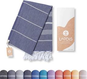 img 4 attached to 🏖️ LAODIS Turkish Beach Towel 39 x 71 - Quick Dry, Sand-Free, Lightweight, Large, Oversized Beach Towel - Ideal for Camping, Yoga, Gym, Pool, Travel - Blue Jean