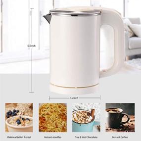 img 2 attached to BonNoces Portable Electric Kettle - Compact Stainless Steel Travel Kettle - Fast Boil &amp; Cool Touch - Ideal for Traveling, Boiling Water, Coffee, Tea - White