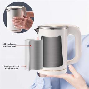 img 1 attached to BonNoces Portable Electric Kettle - Compact Stainless Steel Travel Kettle - Fast Boil &amp; Cool Touch - Ideal for Traveling, Boiling Water, Coffee, Tea - White