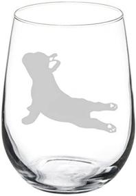 img 1 attached to Stemless Wine Glass with French Bulldog Frenchie Yoga Design - 17 oz Capacity