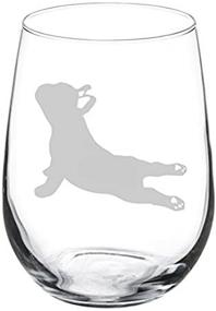 img 3 attached to Stemless Wine Glass with French Bulldog Frenchie Yoga Design - 17 oz Capacity