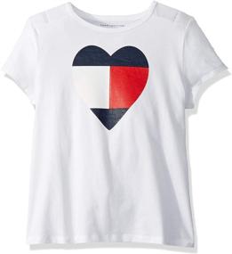 img 4 attached to Easy Dressing Solution: Tommy Hilfiger Girls' Big Adaptive T Shirt with Magnetic Shoulder Buttons