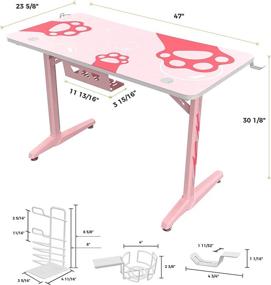 img 1 attached to 🎮 47-Inch Eureka Ergonomic Gaming Desk: Stylish Pink Computer Desk for Home Office & Girls