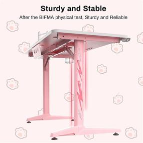 img 2 attached to 🎮 47-Inch Eureka Ergonomic Gaming Desk: Stylish Pink Computer Desk for Home Office & Girls