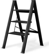 gbasics aluminum step stool for adults - lightweight folding 3-step ladder with anti-slip pedal, holds up to 440 lbs - ideal for home, kitchen, and more logo