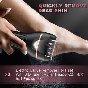 img 3 attached to 🦶 Electric Callus Remover for Feet - Rechargeable Waterproof 22 in 1 Professional Pedicure Kit with Wet & Dry Foot File - Dead Skin Remover and Cracked Heel Treatment - Rough Hand Exfoliator with 3 Roller Heads - 2-Speed Foot Care Tools