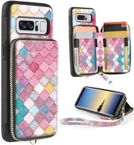 img 4 attached to ZVE Galaxy Note 8 Wallet Case with Zipper Credit Card Holder and Handbag Purse - Mermaid Wall Design (2017), 6.3 inch