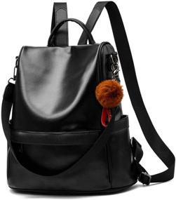 img 4 attached to 🔒 Anti-Theft Leather Shoulder Women's Backpack: Fashionable Handbags & Wallets
