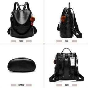 img 3 attached to 🔒 Anti-Theft Leather Shoulder Women's Backpack: Fashionable Handbags & Wallets