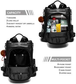 img 1 attached to 🔒 Anti-Theft Leather Shoulder Women's Backpack: Fashionable Handbags & Wallets