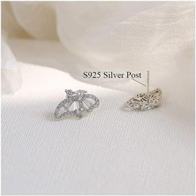 img 1 attached to 🦋 Women's Butterfly Earrings - Half Butterfly CZ Pave Studs for Girls - Small 18k Gold Butterfly Earrings