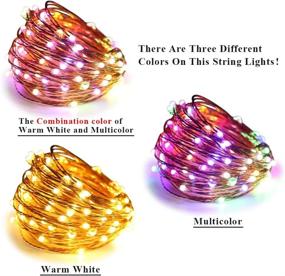 img 3 attached to ErChen Dual-Color Battery Operated LED String Lights - 33FT 100 LEDs Color Changing Silvery Copper Wire Dimmable Fairy Lights with Remote Timer - Indoor Outdoor Christmas Lighting (Warm White, Multicolor)