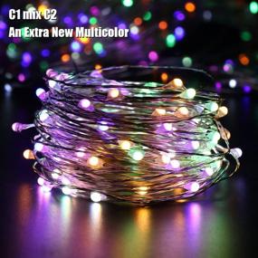 img 2 attached to ErChen Dual-Color Battery Operated LED String Lights - 33FT 100 LEDs Color Changing Silvery Copper Wire Dimmable Fairy Lights with Remote Timer - Indoor Outdoor Christmas Lighting (Warm White, Multicolor)