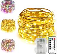 erchen dual-color battery operated led string lights - 33ft 100 leds color changing silvery copper wire dimmable fairy lights with remote timer - indoor outdoor christmas lighting (warm white, multicolor) логотип