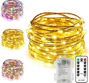 img 4 attached to ErChen Dual-Color Battery Operated LED String Lights - 33FT 100 LEDs Color Changing Silvery Copper Wire Dimmable Fairy Lights with Remote Timer - Indoor Outdoor Christmas Lighting (Warm White, Multicolor)