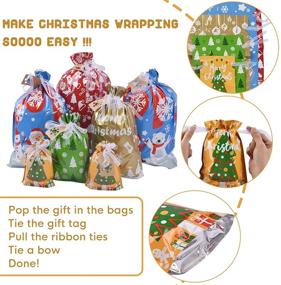 img 2 attached to 🎁 Christmas Gift Bags with Drawstrings & Bottom: Bulk Holiday Gift Bag Set - 15 Assorted Sizes for Presents, Reusable Plastic Xmas Bags