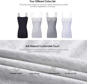 img 3 attached to 👚 High-quality Pack of 4 Adjustable Spaghetti Strap Tank Tops - Ideal for Big Girls - Perfect for Manufacturing and Cotton Cami Enthusiasts