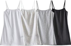 img 4 attached to 👚 High-quality Pack of 4 Adjustable Spaghetti Strap Tank Tops - Ideal for Big Girls - Perfect for Manufacturing and Cotton Cami Enthusiasts