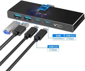 img 1 attached to 💻 Enhanced Microsoft Surface Pro 7 Accessories: Docking Station with Dual USB 3.0 Ports, Dual USB Type C Ports (One with 60W PD Charging Support), 4K HDMI, and SD/Micro SD Card Reader