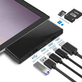 img 3 attached to 💻 Enhanced Microsoft Surface Pro 7 Accessories: Docking Station with Dual USB 3.0 Ports, Dual USB Type C Ports (One with 60W PD Charging Support), 4K HDMI, and SD/Micro SD Card Reader