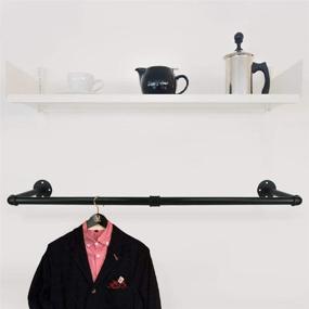 img 1 attached to 👔 GeilSpace 48 Inch Industrial Pipe Clothes Hanging Bar: Wall-Mounted, Space-Saving Garment Rack | Holds up to 50lb | Easy Assembly | Black