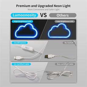 img 3 attached to 🌩️ Lumoonosity Cloud Neon Sign - USB Powered Blue Cloud Neon Light with On/Off Switch - Wall Decor, Aesthetic Hanging Neon Signs for Bedroom, Living Room, Gaming Room Setup - Neon Lights