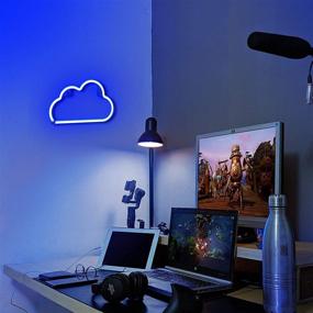 img 1 attached to 🌩️ Lumoonosity Cloud Neon Sign - USB Powered Blue Cloud Neon Light with On/Off Switch - Wall Decor, Aesthetic Hanging Neon Signs for Bedroom, Living Room, Gaming Room Setup - Neon Lights