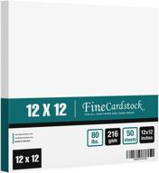 📇 12x12 square cardstock: 80lb cover white thick card stock paper - for scrapbooking, arts & crafts, wedding invitations & more - 50 cards per pack! logo