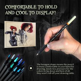 img 3 attached to «Премиум-набор из 48 черных карандашей Black Widow Monarch для взрослых раскрасок - гладкие пигменты гарантируют лучшие результаты для искусства и рисования".