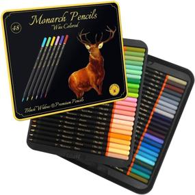 img 4 attached to «Премиум-набор из 48 черных карандашей Black Widow Monarch для взрослых раскрасок - гладкие пигменты гарантируют лучшие результаты для искусства и рисования".