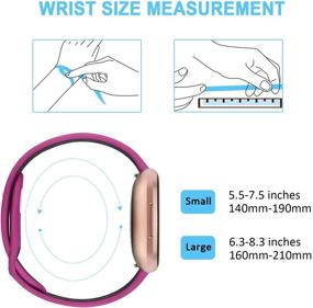 img 3 attached to 📿 3-Pack Soft Breathable Silicone Bands for Fitbit Versa Series - Women's and Men's Replacement Wristbands (Small, White/Black+Black/Gray+Purple/Black)