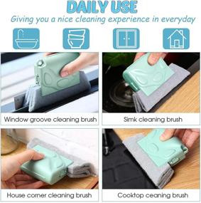 img 1 attached to 🟢 Efficient 8-Piece Corner Cleaning Brush Set for Windows, Dustpans, and More - Green