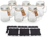 vintage mason jar mugs with chalkboard labels - 6 pack glass bottles logo