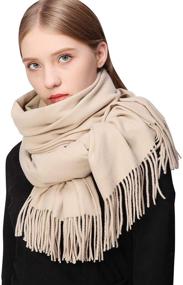 img 4 attached to 🧣 Шали Pashmina с волновым дизайном для женщин RIIQIICHY: теплые зимние шарфы для вечерних платьев и нарядов для подружек невесты