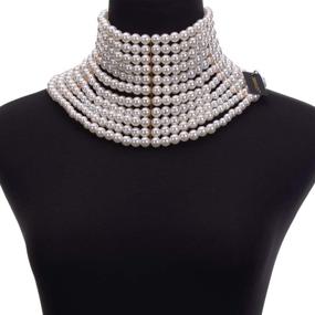 img 3 attached to 💎 Bold Chunky Statement Necklace with Simulated Pearls - Costume Novelty Fashion Jewelry