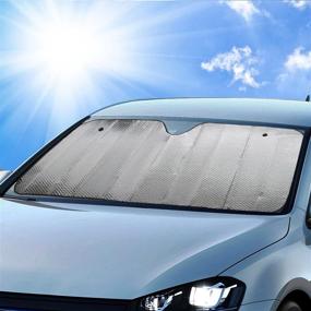 img 3 attached to 🌞 BDK Standard Chrome Double Bubble Folding Accordion Auto Windshield Sun Shade - UV Ray Blocking Sun Visor for Car, Sunshade to Keep Vehicle Cool and Damage Free, Easy to Use - 58 x 24 in, AS-215