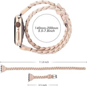 img 2 attached to 💃 Moolia Double Leather Band for Apple Watch 38mm 40mm 42mm 44mm - Women Girls Slim Woven Leather Watch Strap with Double Tour Bracelet Replacement - Compatible with iWatch SE Series 6 5 4 3 2 1