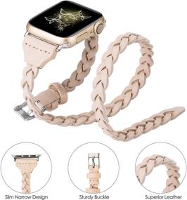 img 1 attached to 💃 Moolia Double Leather Band for Apple Watch 38mm 40mm 42mm 44mm - Women Girls Slim Woven Leather Watch Strap with Double Tour Bracelet Replacement - Compatible with iWatch SE Series 6 5 4 3 2 1