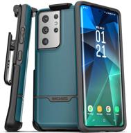 📱 encased rebel series: samsung galaxy s21 ultra belt clip case (2021) - blue | heavy duty holster phone case logo