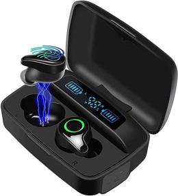 img 4 attached to Waterproof Wireless Earbuds with Bluetooth 5.0, Hi-Fi Stereo Sound and 156H Playtime - IPX7 Rated- Black