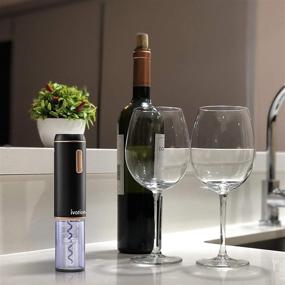 img 3 attached to 🍷 Ivation Electronic Wine Opener Gift Set - Cordless Rechargeable Cork Extractor with Black & Copper Automatic Corkscrew, Foil Cutter, Built-in Light & Lithium Battery