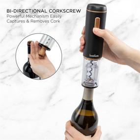 img 1 attached to 🍷 Ivation Electronic Wine Opener Gift Set - Cordless Rechargeable Cork Extractor with Black & Copper Automatic Corkscrew, Foil Cutter, Built-in Light & Lithium Battery